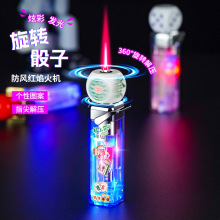 骰子火柴充气防风打火机卡通可爱炫酷闪灯旋转解压送男女朋友礼物