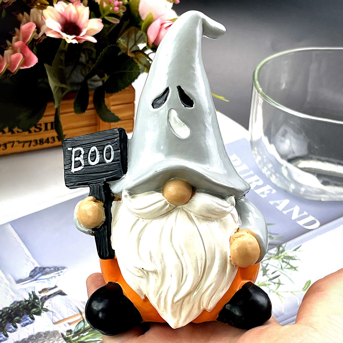 Amazon nuevo Halloween fantasma enano fiesta extraña enano Halloween calabaza enano adornos de resina