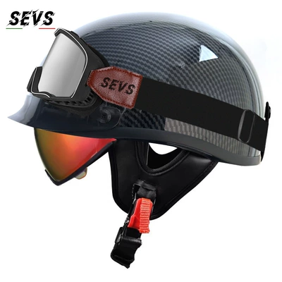 Motosiklet kaskı (dəbilqə) – helmet, electric vehicle helmet, Japanese-style - bright-carbon-aurora-red-mirror-large-frame-goggles-m