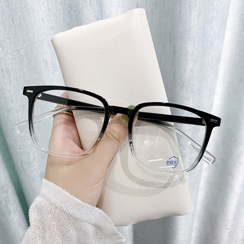 近视变色眼镜女网红新款TR90冷茶色大框素颜小红书同款防蓝光眼镜