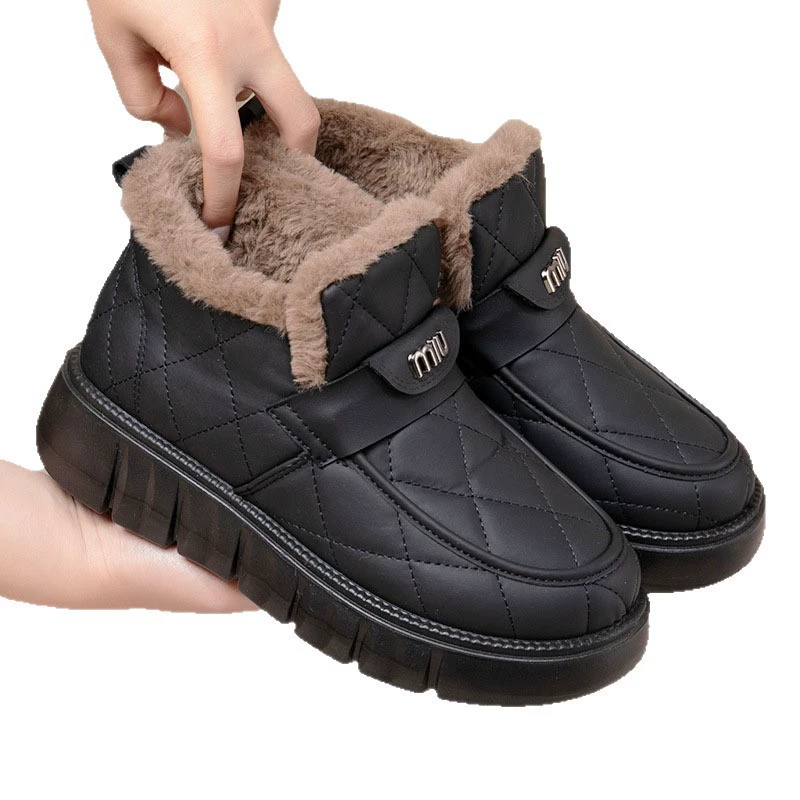Women’s winter ankle boots platform, plush lining, PVC or polyurethane, sizes 35–42
