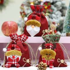 クリエイティブクリスマスリンゴ袋平安夜リンゴ包装大サイズ児童麻布サンタクロース束口プレゼント袋