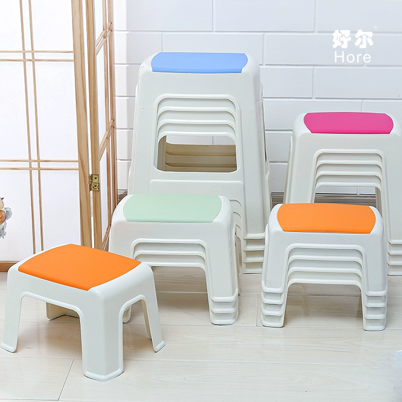 Пластиковый табурет для домашнего использования, утолщенный для гостиной, штабелируемый высокий табурет для взрослых, обеденный стол для ванной комнаты, твердый пластиковый табурет, обеденный стул.