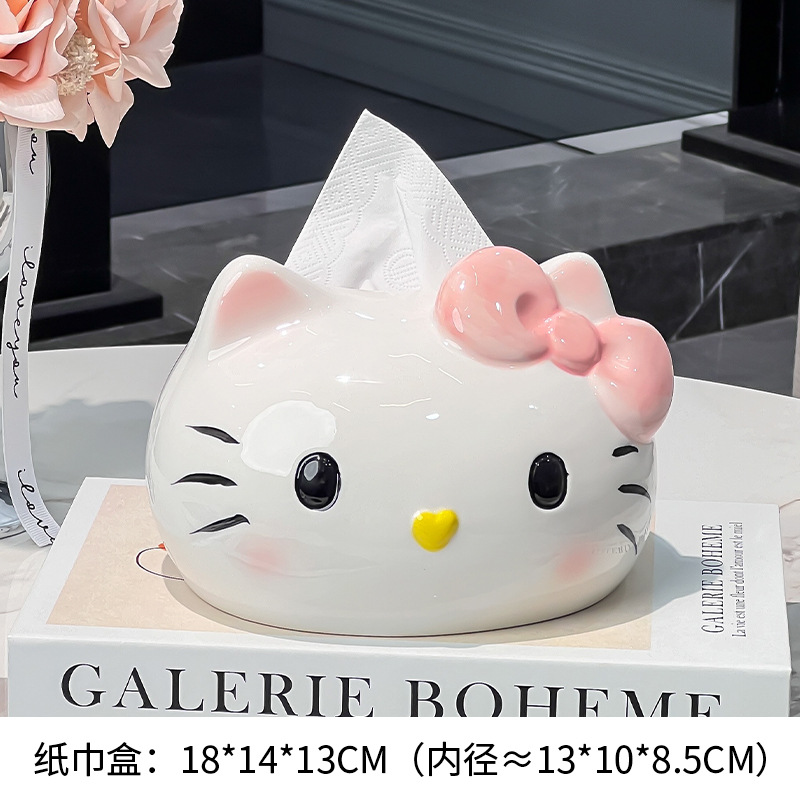 Caja de servillas de gato adorable caja de papel de salón caja de papel de cerámica caja de papel de cerámica decoración de mesa de té caja de servillas