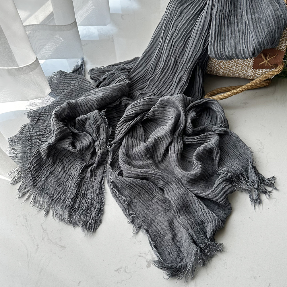 Bufanda de algodón de color para mujer, otoño e invierno, arte, chal teñido sucio, personalidad, arrugas naturales, bufanda de hombre, suministro de comercio exterior