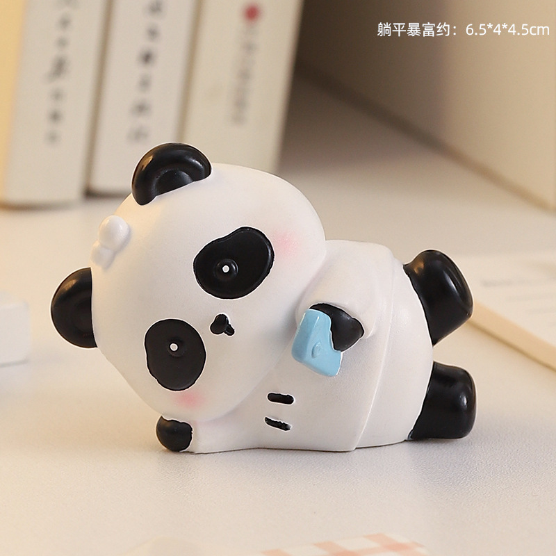 高級感小衆パンダ樹脂置物かわいいオフィスデスクトップ装飾癒しストレス解消女子プレゼント