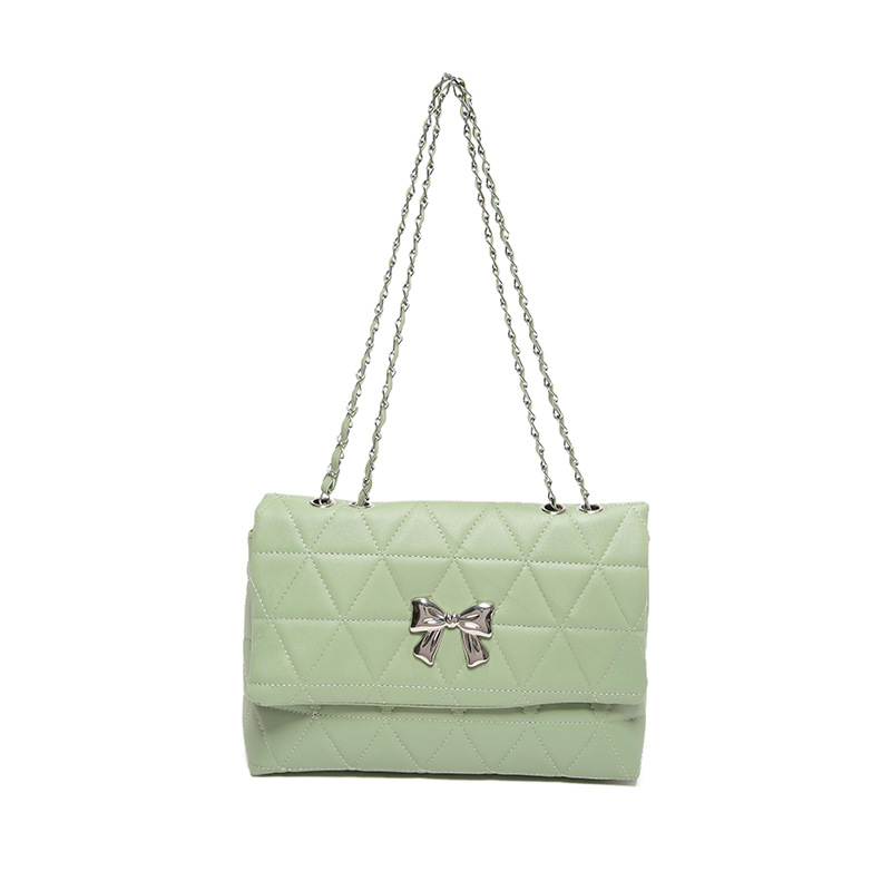 Bolso de cadena de diamantes bolso de mensajero femenino 2024 nuevo estilo de verano de gran capacidad color sólido estilo occidental pequeño bolso cuadrado de un solo hombro