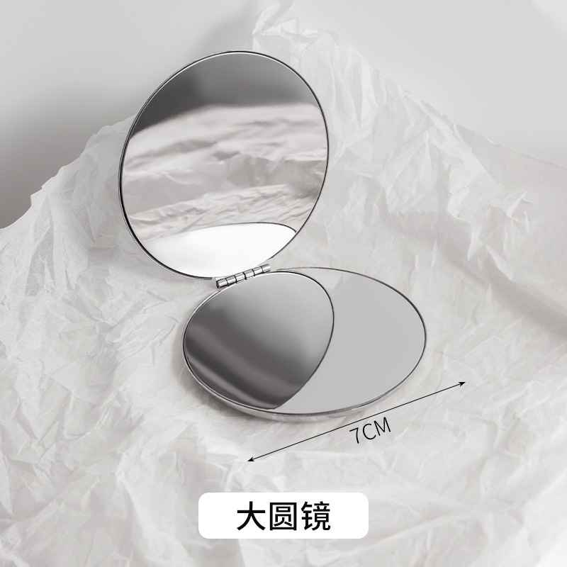 女性用両面小型ミラー、折りたたみ式ステンレス製化粧鏡、ポータブルフリップトップデスクトップ、スタンドアップおよび落下防止|undefined