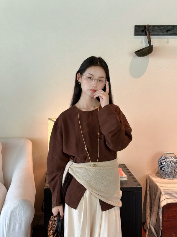 DIGM | 2025秋季极简高级感松弛感开衩天丝亚麻宽松衬衫女A09227|undefined