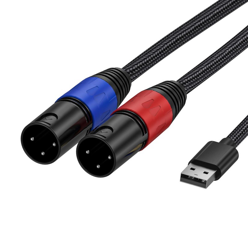 USB to Xlr Cable for Computer and Laptop, Suitable for Apple and Huawei Converter Audio Cable, High-Fidelity Sound Quality