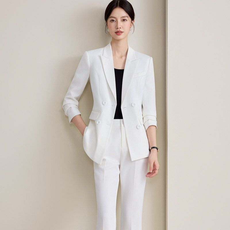 红色职业套装女美容会所技师工作服售楼部前台接待医美咨询女套裤|undefined