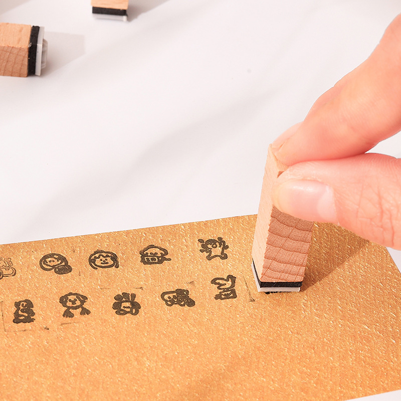 Impresión de estado de ánimo sello de caja de madera diy diario de mano decoración de sello pequeño sello transfronterizo caja de sello de beech