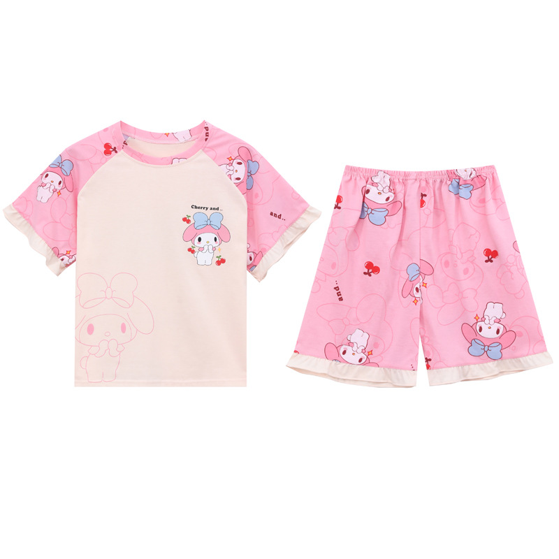 Pijamas infantiles niñas de manga corta verano delgado dibujos animados yu Gui perros niñas de niños mayores set de ropa de bebé