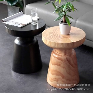 Scandinavian Solid Wood Pile Wooden Pier Corner Table Creative Sofa Side Table Simple Bedroom Bedside Wooden Stool Small Round Coffee Table
