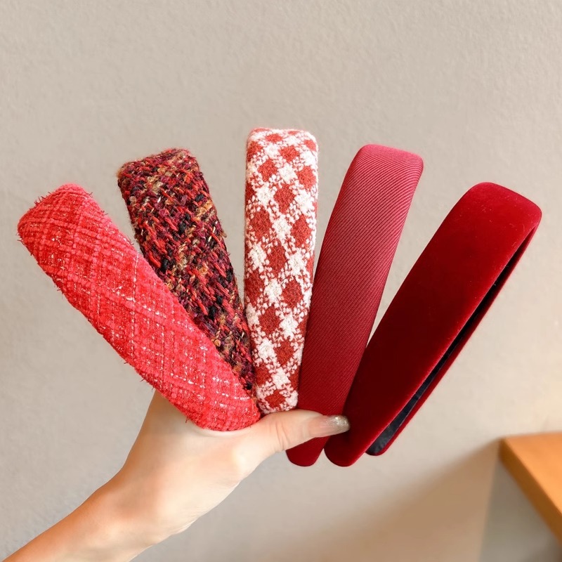 Otoño y invierno de Anchor Rojo de peluche banda de cabello de alta sensación de niños joyería de cabello coreana cara pequeña tarjeta de cabello banda de cabello para mujeres