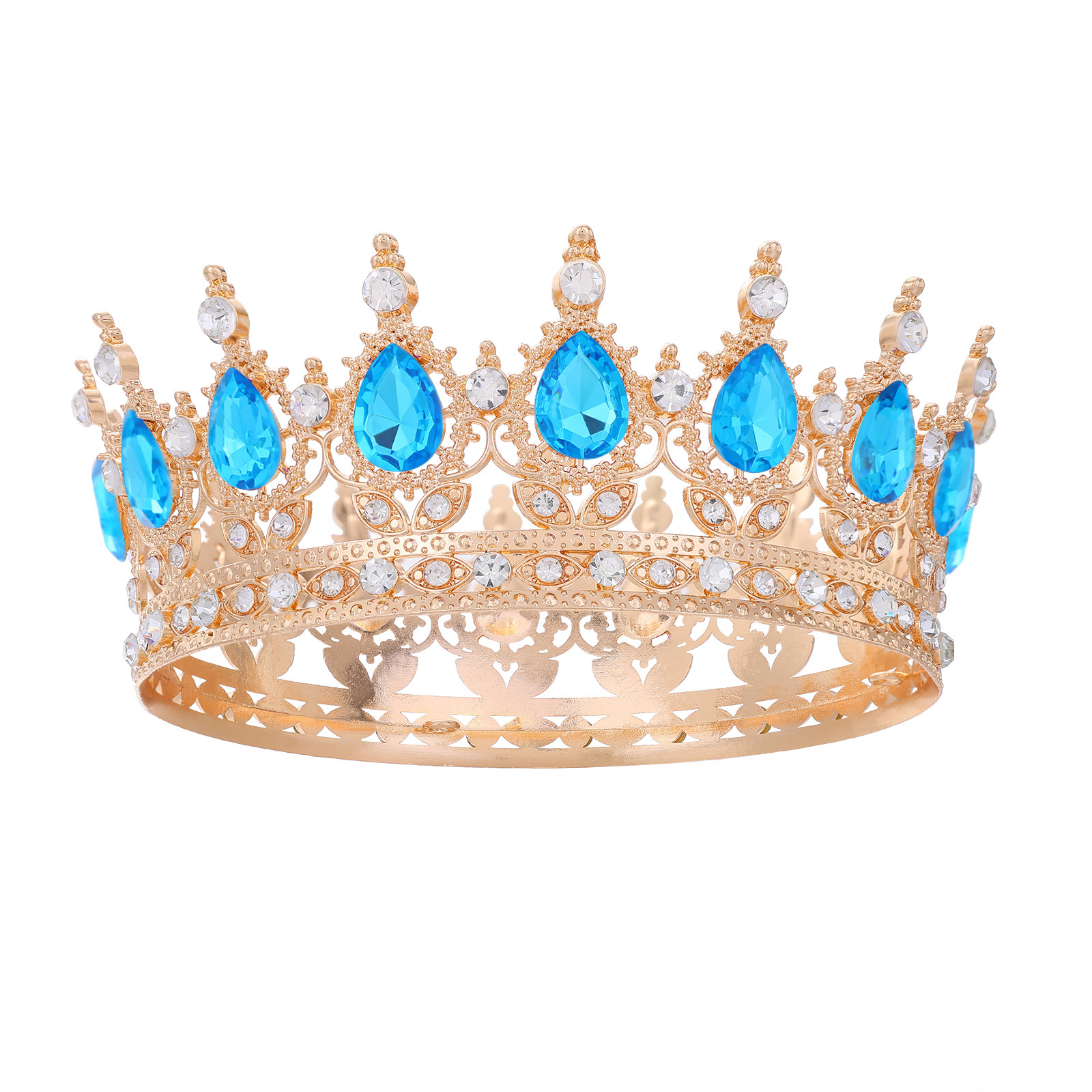 Barroco transfronterizo corona redonda cabeza de novia europea regalo de cumpleaños barroco corona redonda joyas para el pelo