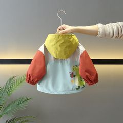 2025春秋春秋季新款恐龙冲锋衣男童韩系长袖拼色帽衣宝宝上衣其他