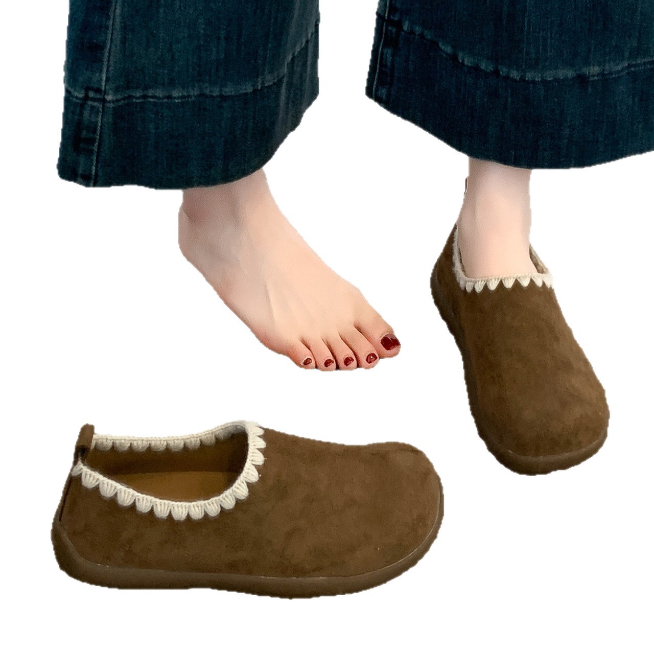 Retro de un pie de calzado hombre Bocken zapatos para mujeres 2025 nuevo otoño Bean zapatos de sol blando Bocken zapatos para mujeres