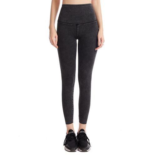 Spring and summer new denim yoga Barbie pants for women, high-waisted, slimming, butt-lifting, outer wear, tight-fitting, elastic belly-controlling casual pants
