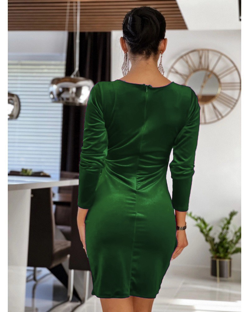 Women's Trendy Solid Color V‑Neck Dress Sexy Bodycon Slim Fit Daily Evening Wear_ecoleips.com