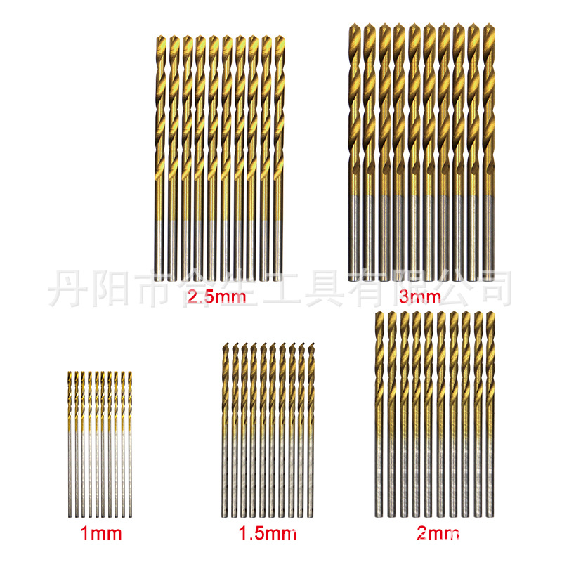 50 Unid Titanium-plated Twist drill Set 1-3mm pequeña broca taladro eléctrico traje de perforación BRICOLAJE Carpintería broca de perforación
