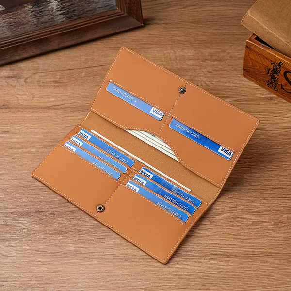 Full Top Layer Cowhide Wallet Men's and Women's Genuine Leather Advanced Sense Multi-Card Bits Business Comfortable Clutch Long European and American Wallet