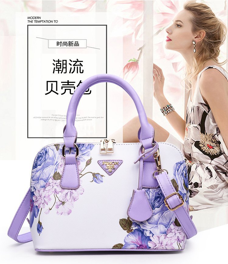 New trendy printed shell bags, European and American women's bags, single-shoulder crossbody hand-held women's bags, cross-border one-piece delivery worldwide Item Picture