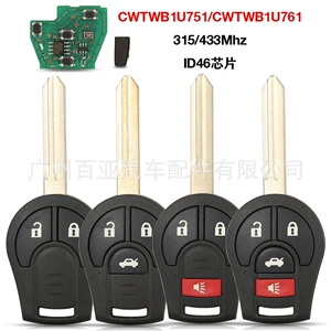 2/3/4 düyməli Nissan pult avtomobil açarı CWTWB1U751/61 315/433MHZ ID46 üçün