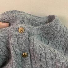 捡漏专柜撤回剪标女装灰色麻花毛衣外套秋冬欧货新款针织开衫