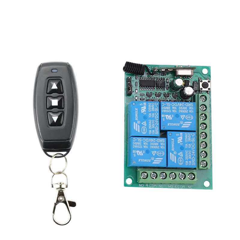 Intelligent Dual-Control 2-4 Channel Dc12/24 Volt Remote Control Motor Wireless Switch Access Control Remote Controller Electric Door Lock up and down