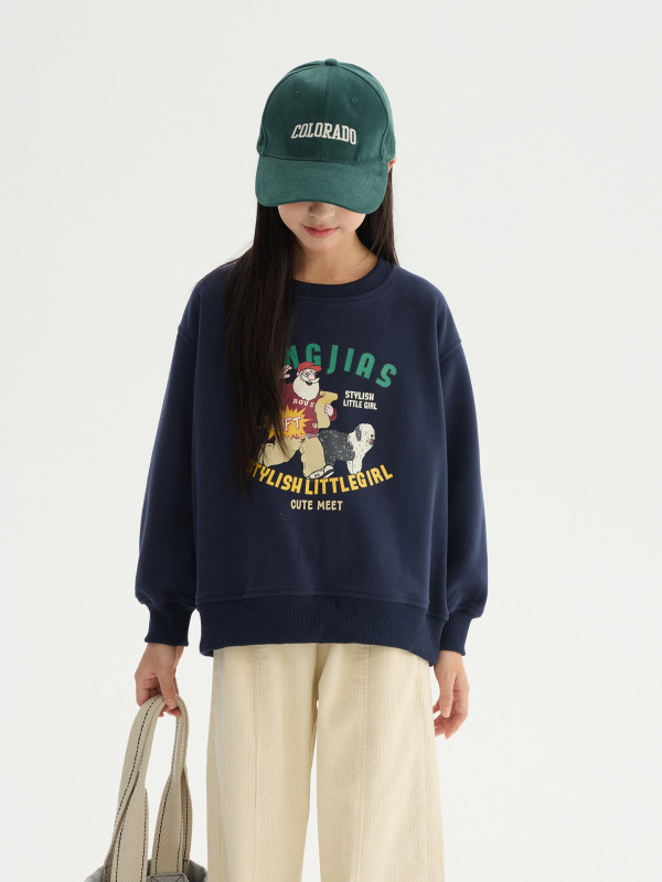 女童美式卡通印花卫衣2025秋季新款儿童宽松休闲上衣百搭洋气长袖|undefined