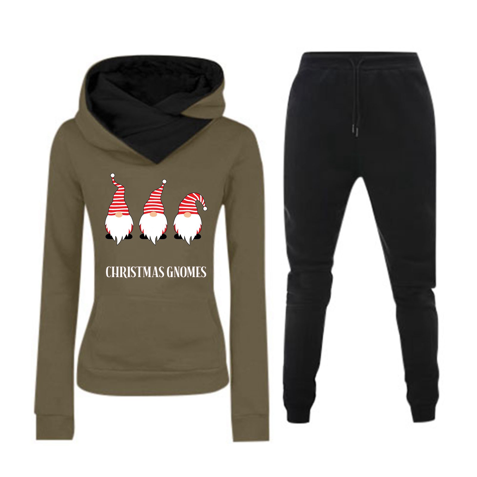 Comercio exterior de Europa y Estados Unidos de tamaño grande casual chaqueta encapuchada de mujeres deportes de otoño y invierno Navidad trajes de mujeres transfronterizos