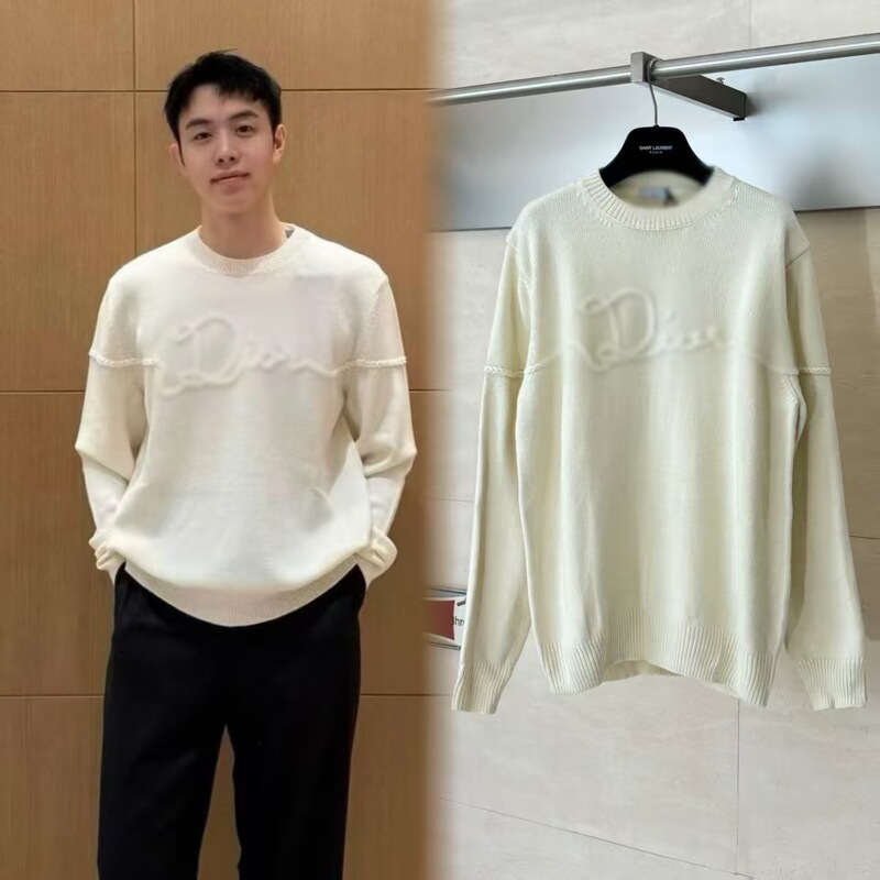 Dijia Correct Version High Version 26Ss Spring New Hemp Rope Embroidered Threaded Round Neck Knitted Sweater