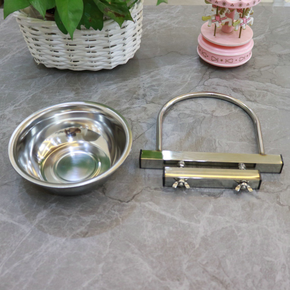 Perro tazón perro bebedero perro comida para perros tazón gato tazón colgante fijo anti-golpe Acero inoxidable jaula Pet Bowl