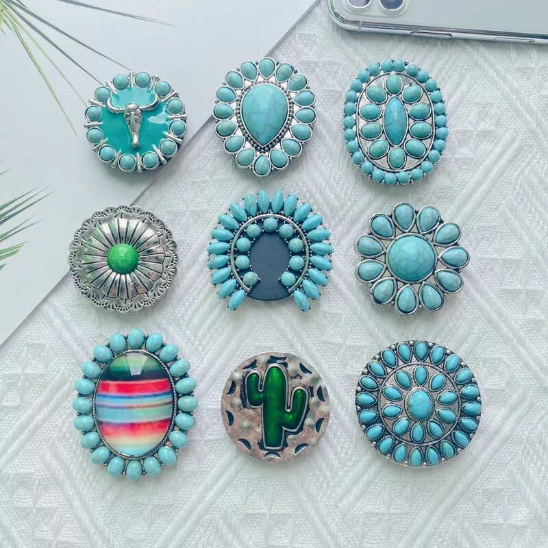 Retro Style Stone Magnetic Airbag Stand Desktop Folding Stand Telescopic Air Cushion Turquoise Mobile Phone Stand Wholesale