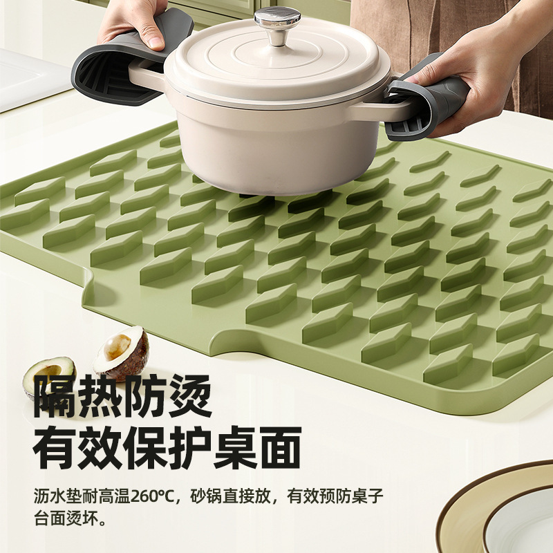 亚马逊台面斜坡导流硅胶沥水垫厨房隔热干燥垫加厚垫子防滑菜板垫|undefined
