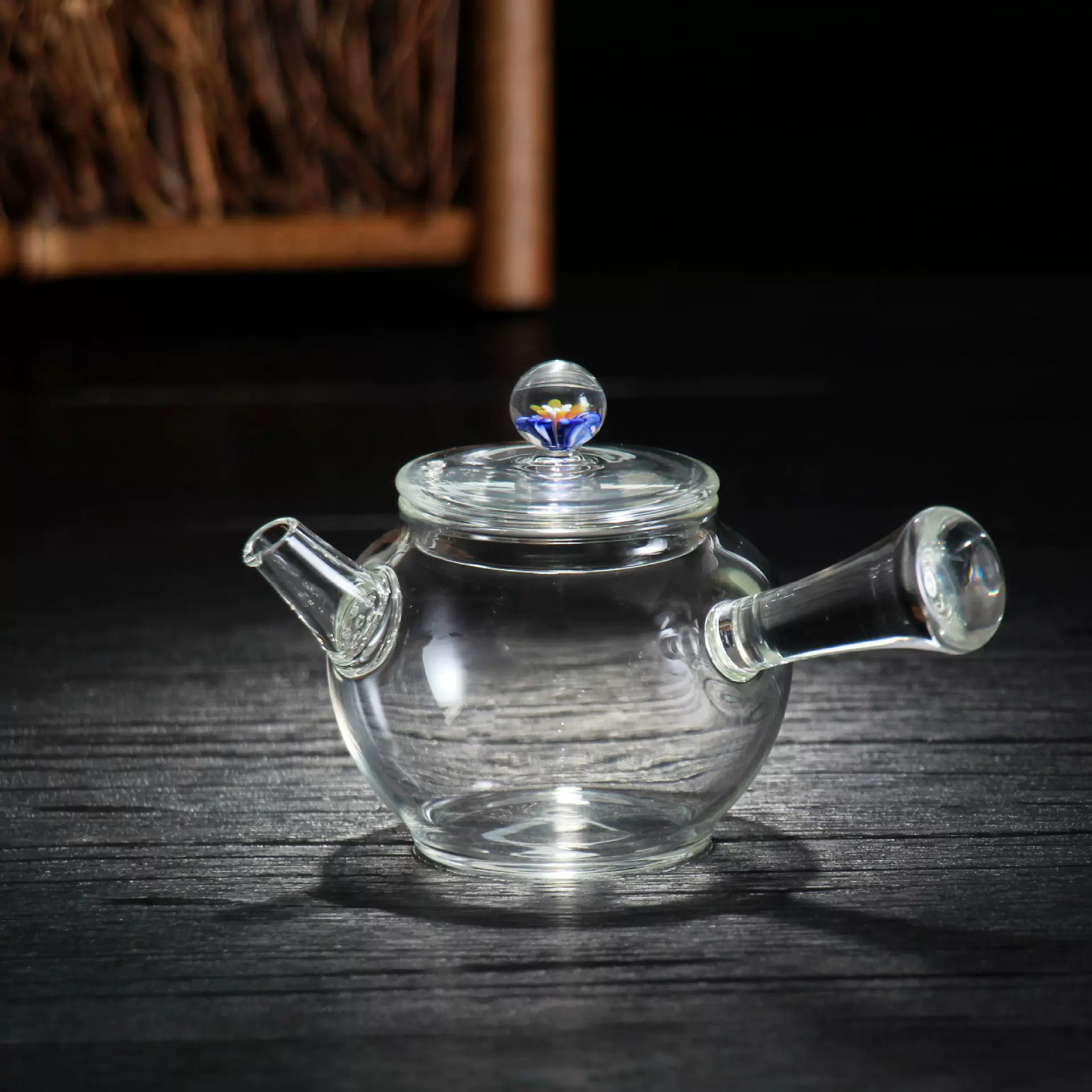 耐热玻璃侧把壶迷你泡茶水壶不掉盖带滤网围炉煮茶壶小容量泡茶壶