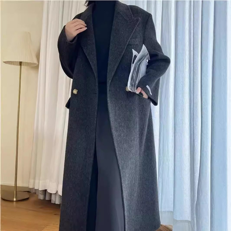 时尚高端显瘦显高西装百搭羊绒双面呢女大衣外套双面呢子气质款|undefined