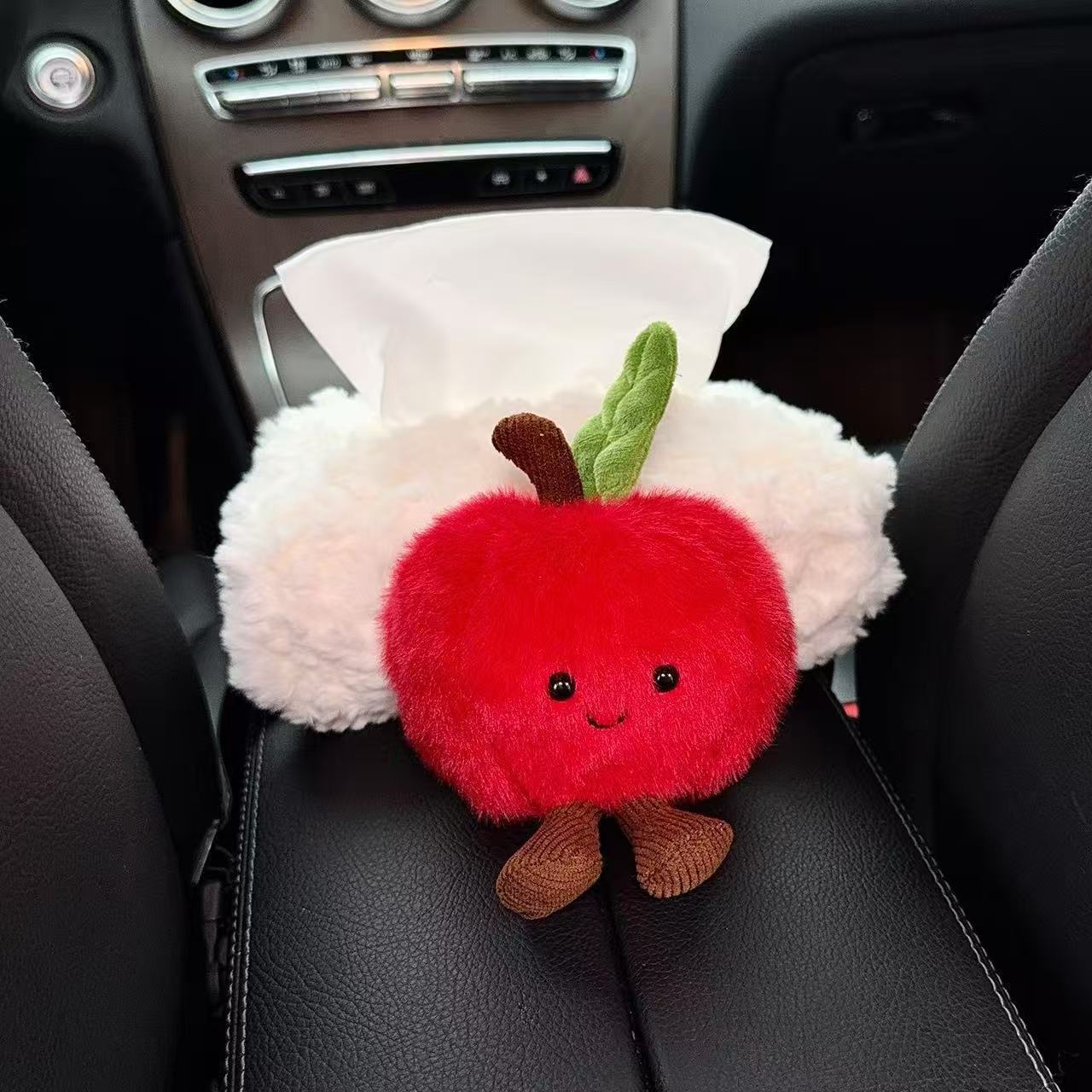 Cute Apple-shaped car tissue box cover for armrest box, creative car tissue box, car tissue pack, cross-border