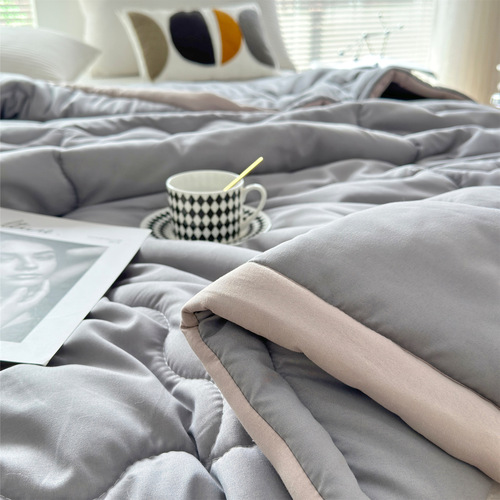 Solid color Nordic style washed cotton summer quilt plain simple summer cool quilt double dormitory air-conditioned quilt gift quilt 2m