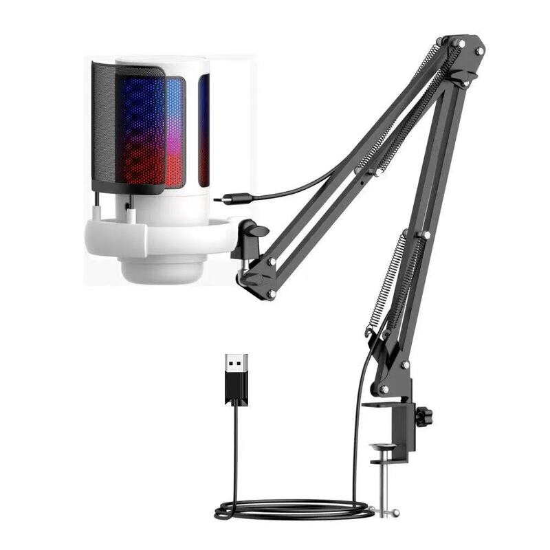 ME6S新型USBコンデンサーマイク ロングアーム ライブ配信 カラオケ録音 USBマイク コンデンサーマイク|undefined