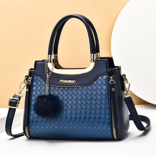  new Korean style large-capacity women's bag, fashionable and simple one-shoulder crossbody bag, middle-aged mother bag, plaid temperament bag