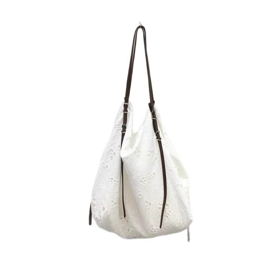 Large-Capacity Embroidered Shoulder Portable Shopping Tote Bag Summer Small Fresh Lightweight Commuter Bag Vacation Travel Large Bag