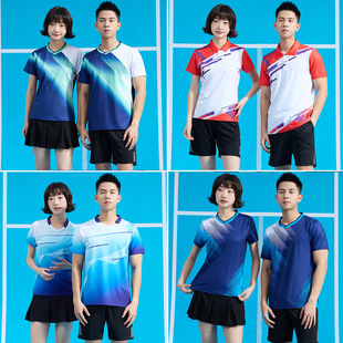 2025 New Badminton Suit Men's and Women's Sports suit Competition Training Suit Short-sleeved Quick-drying Breathable Table Tennis Printing