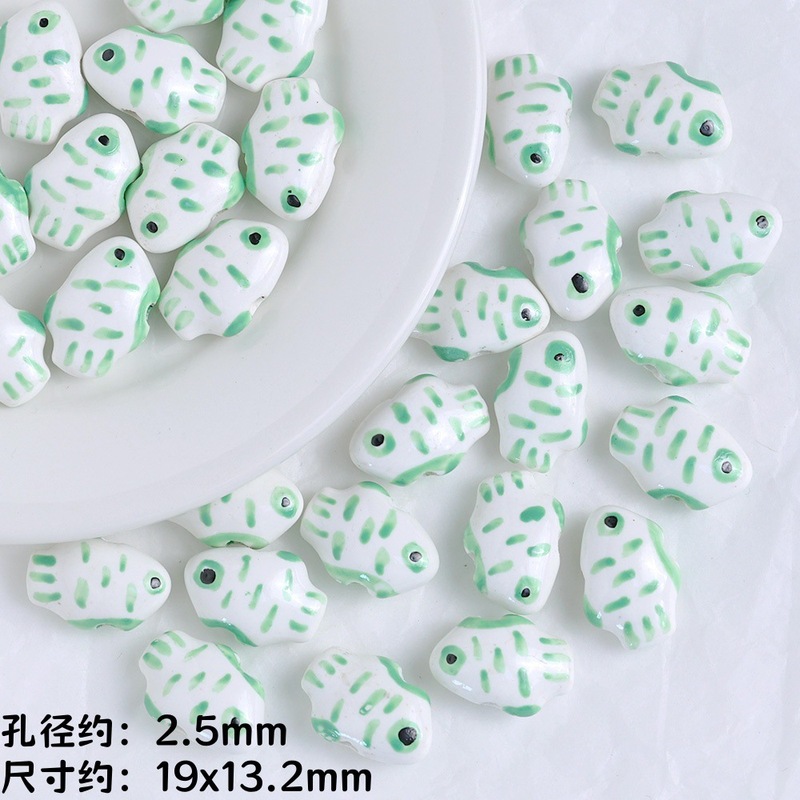 手绘复古陶瓷小鱼散珠 手工diy串珠材料项链手链饰品配件陶瓷珠子|undefined