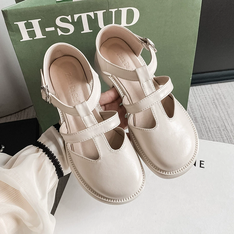 2024 новые туфли с толстым каблуком на толстой подошве ретро Мэри Джейн обувь женская булавка сандалии большого размера женская обувь 41-43