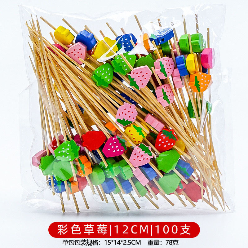 12CM un solo uso de frutas de bambú marca de cóctel creativa marca de frutas de bocadillos KTV arte marca de dientes fabricantes