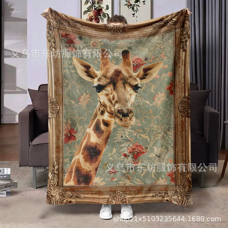 Простой ретро жираф красивый мягкий и удобный фланелевый одеяло универсальное