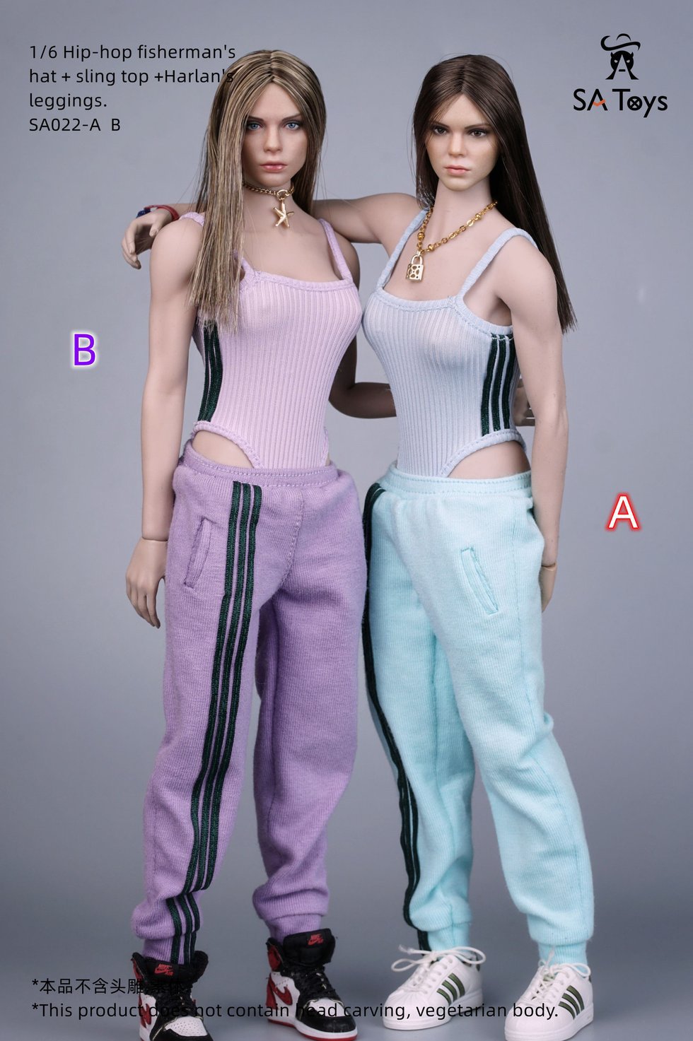 批发 1/6女兵人衣服 嘻哈渔夫帽露背束脚休闲卫裤 12寸人偶tbl ph