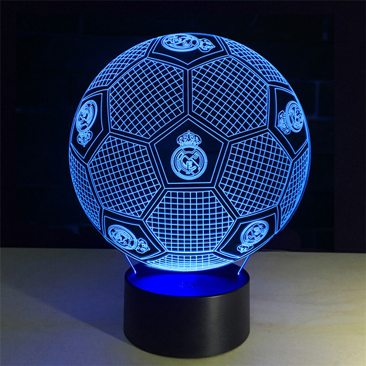 Comercio exterior creativo lámpara de mesa LED fútbol regalo 3D acrílico luz de la noche fuente de alimentación USB estéreo lámpara de noche luminosa